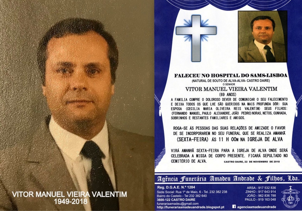 FOTO RIP-VITOR MANUEL VIEIRA VALENTIM-69 ANOS (SOU