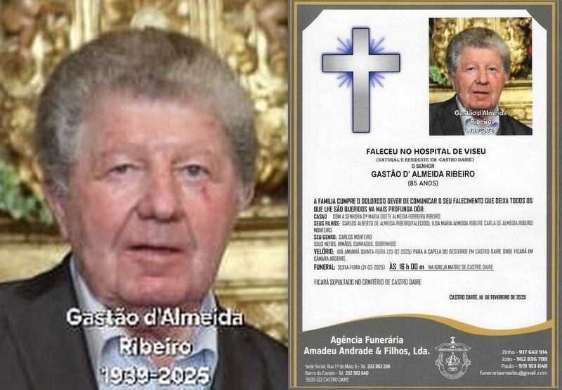 FOTO RIP  DE GASTÃO DE ALMEIDA RIBEIRO-85 ANOS  (