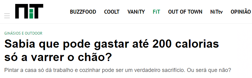 Gastar calorias a varrer o chão - NiT