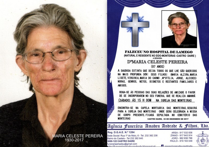RIP FOTO DE MARIA CELESTE PEREIRA -87 ANOS (MONTEI