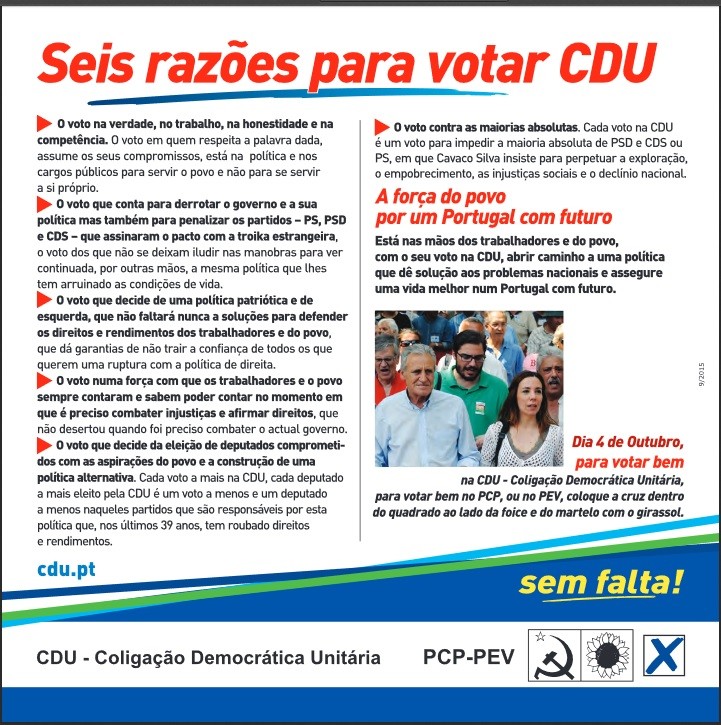 Seis razões para votar CDU