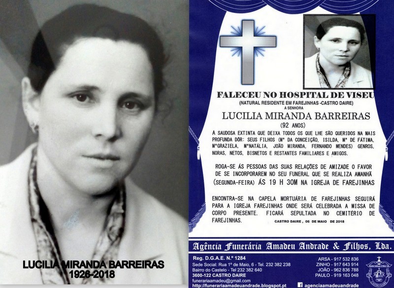 FOTO RIP-DE LUCILIA MIRANDA BARREIRAS -92 ANOS ( F