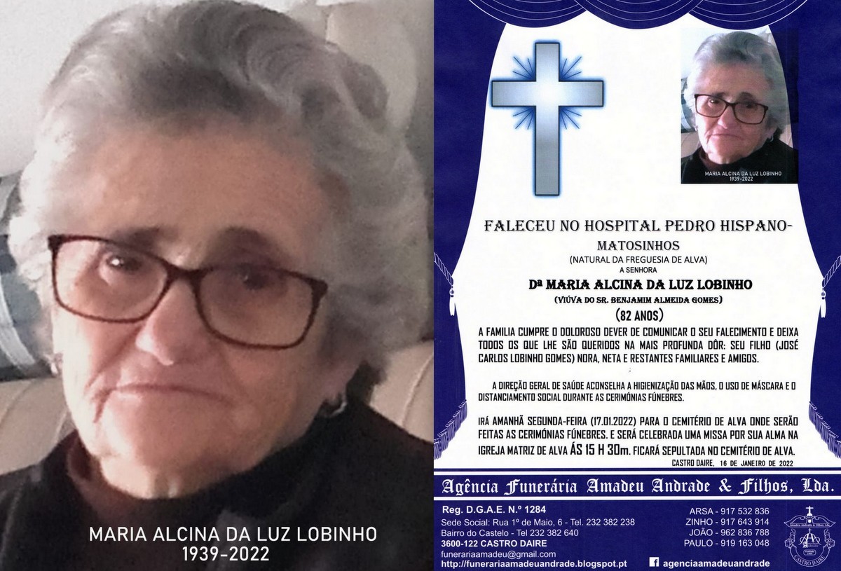 FOTO RIP DE MARIA ALCINA DA LUZ LOBINHO-82 ANOS (A