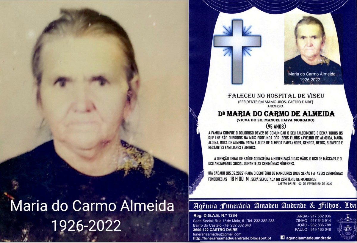 FOTO RIP DE MARIA DO CARMO ALMEIDA -95 ANOS (MAMOU