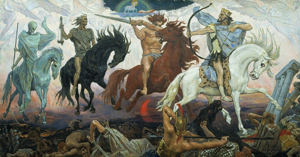 Os “Quatro Cavaleiros do Apocalipse”, uma pintura de 1887 do artista russo Viktor Vasnetsov.jpeg