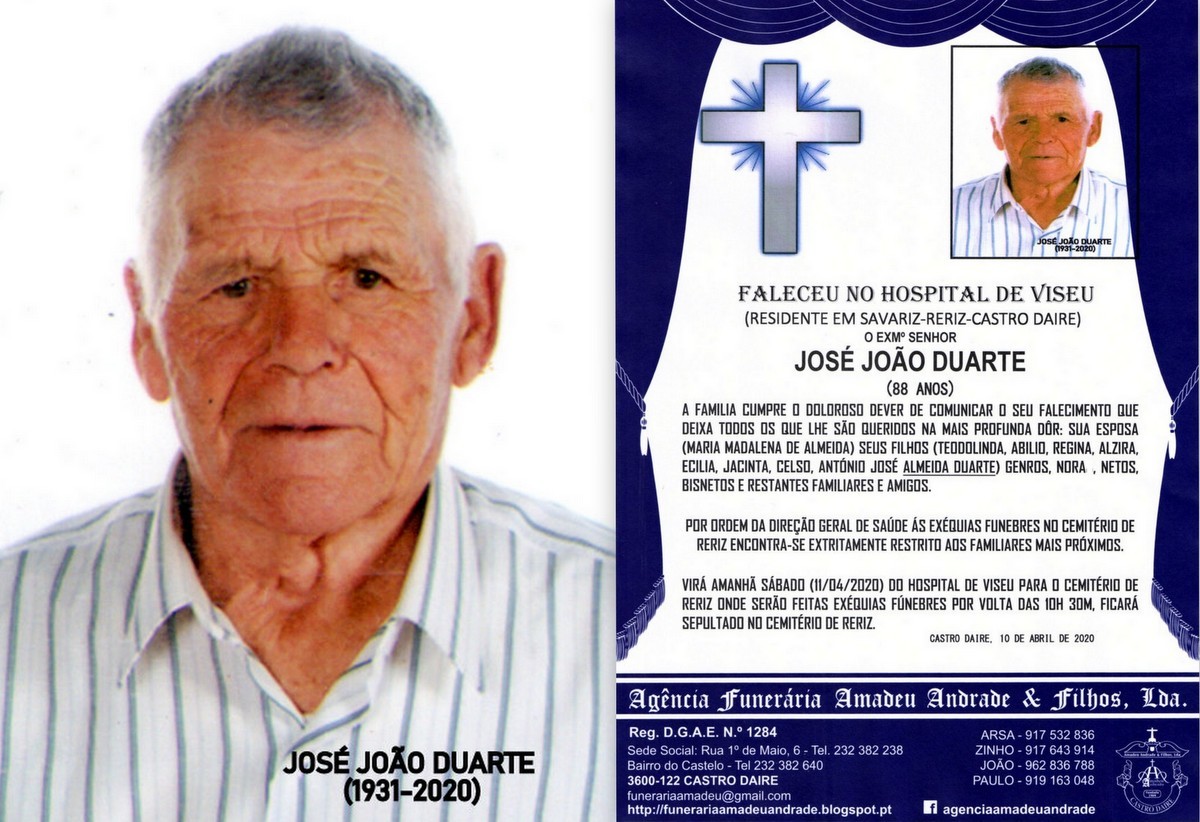 FOTO RIP DE JOSÉ JOÃO DUARTE-88 ANOS (SAVARIZ-RE
