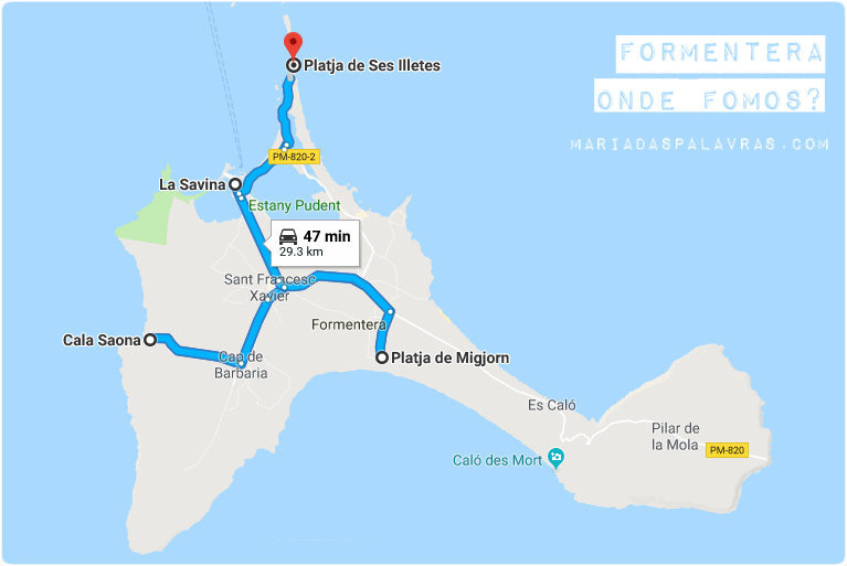 Mapa Formentera | Percurso Maria das Palavras nas Ilhas Baleares