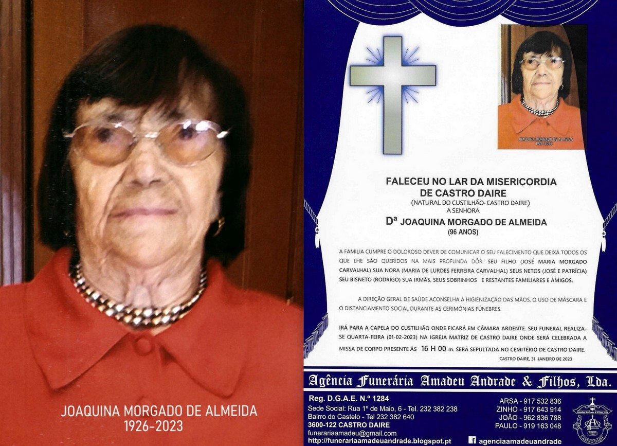 FOTO RIP DE JOAQUINA MORGADO DE ALMEIDA-91 ANOS (C