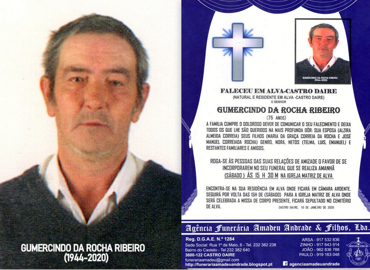 FOTO RIP DE GUMERCINDO DA ROCHA RIBEIRO-75 ANOS (A