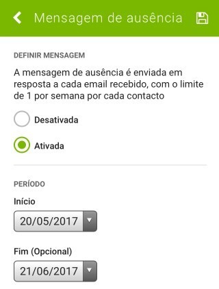 SAPO Mail - definições de mensagem