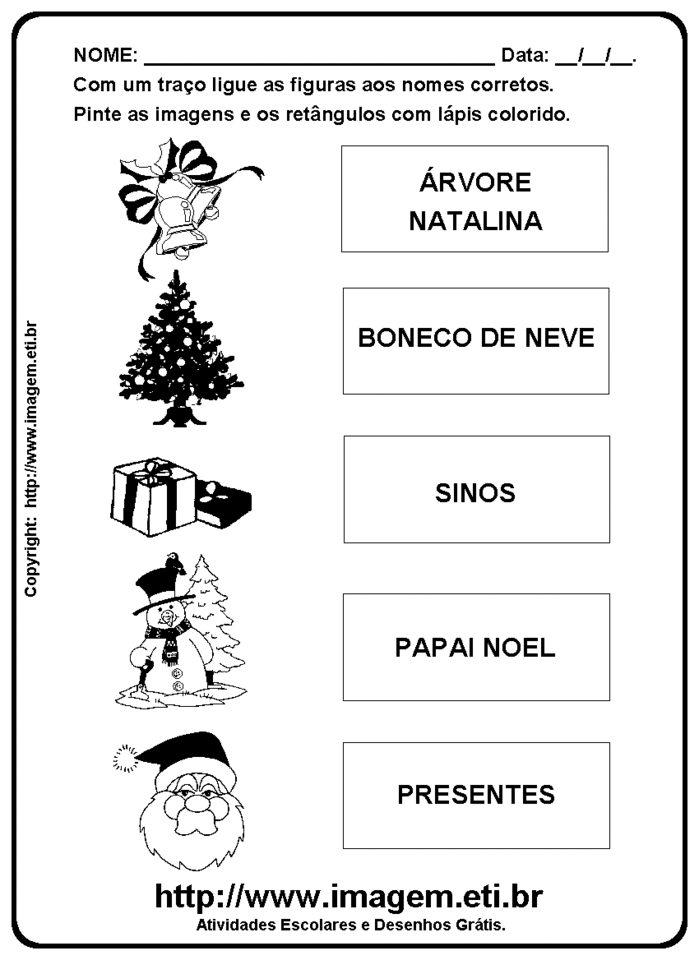 Sinos para Pintar Desenhos de Natal - Brinquedos de Papel