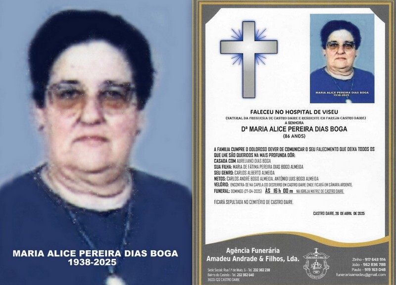 FOTO RIP DE MARIA ALICE PEREIRA DIAS BOGA -86 ANOS
