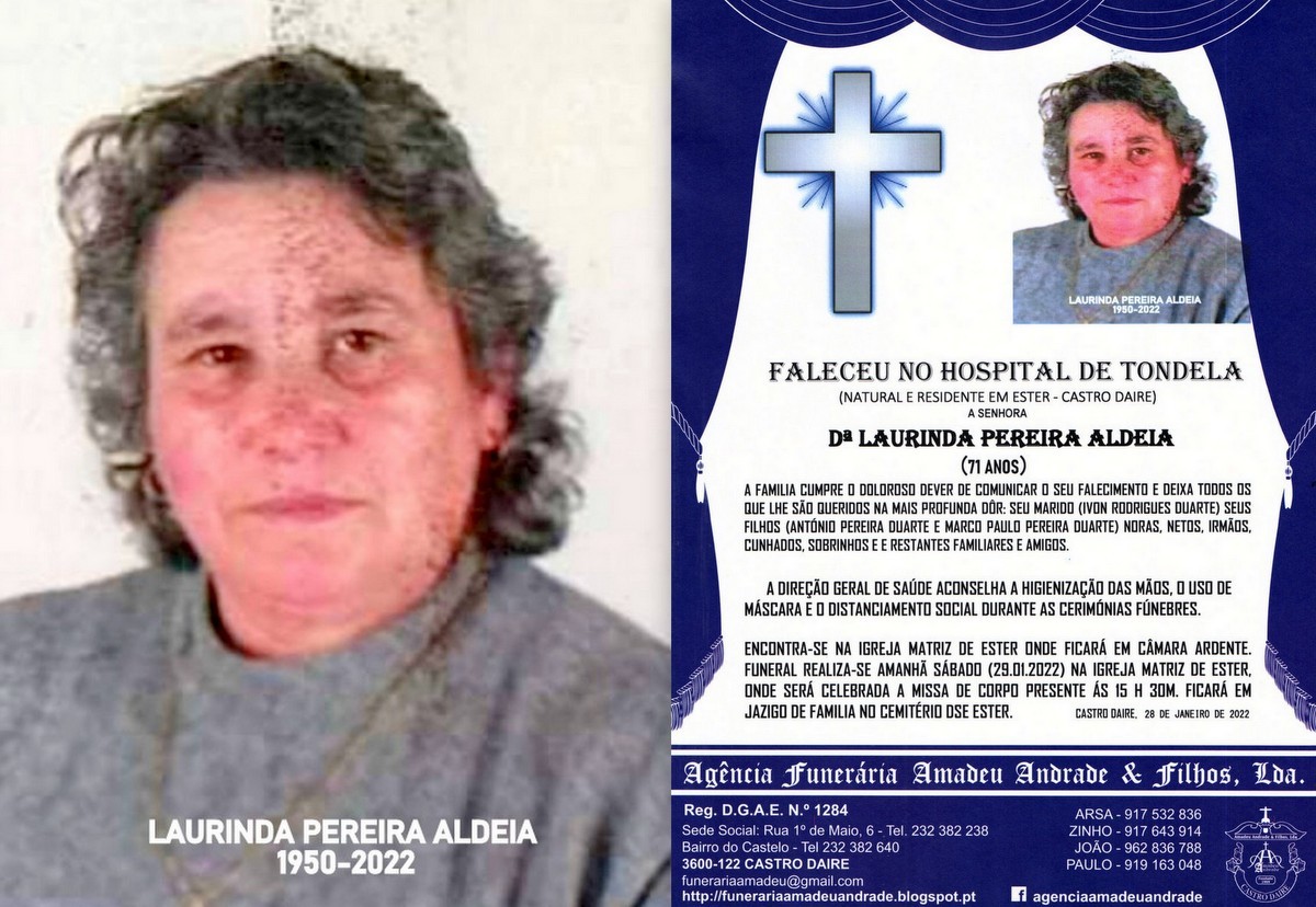 FOTO RIP DE LAURINDA PEREIRA ALDEIA-71 ANOS (ESTER