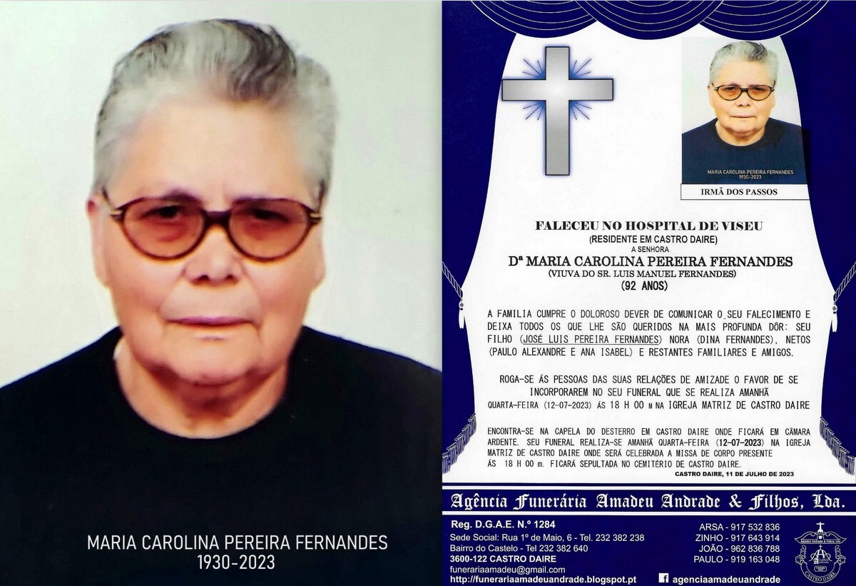 FOTO RIP  DE MARIA CAROLINA PEREIRA FERNANDES-92 A