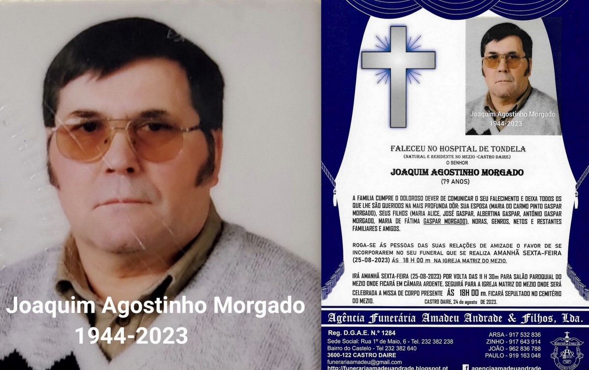 FOTO RIP DE JOAQUIM AGOSTINHO MORGADO-79 ANOS (MEZ