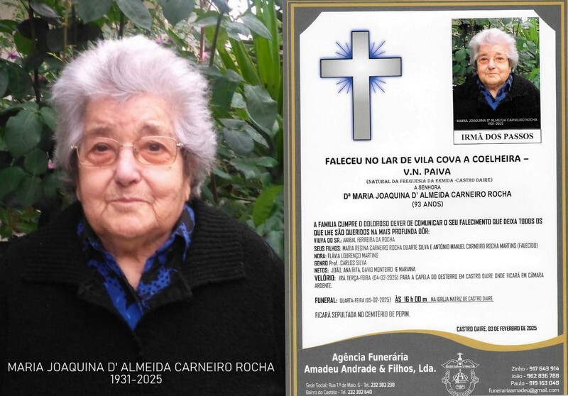 FOTO RIP DE MARIA JOAQUINA D&#39; ALMEIDA CARNEIRO ROC
