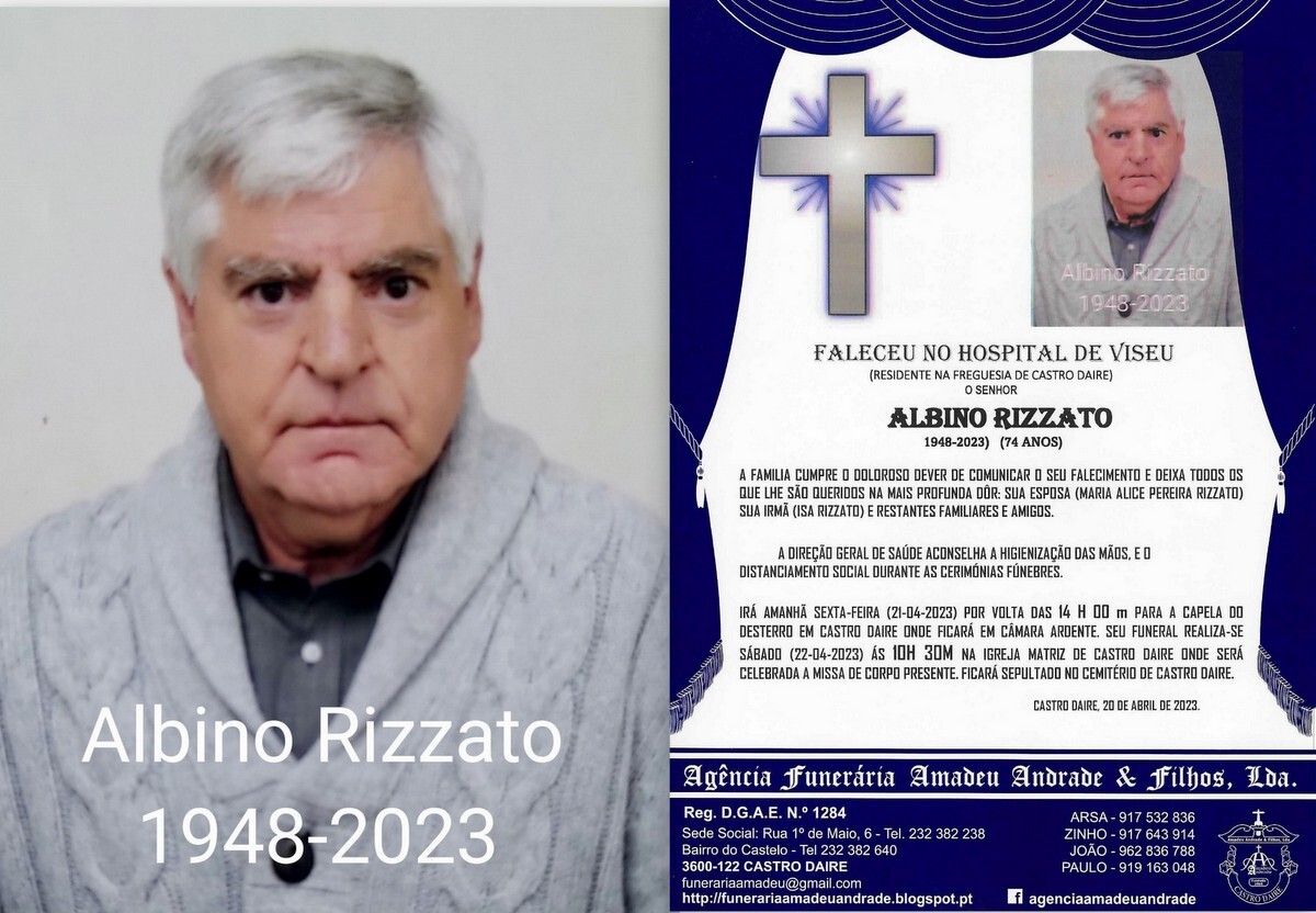 FOTO RIP DE ALBINO RIZZATO-74 ANOS (CASTRO DAIRE).