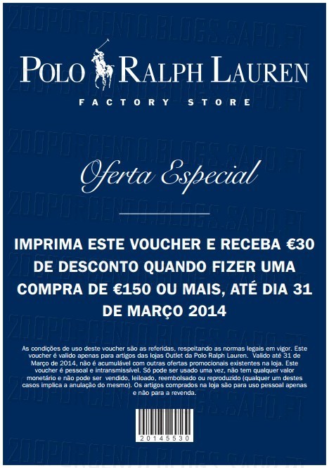Vale de 30€ | RALPH LAUREN | até 31 março