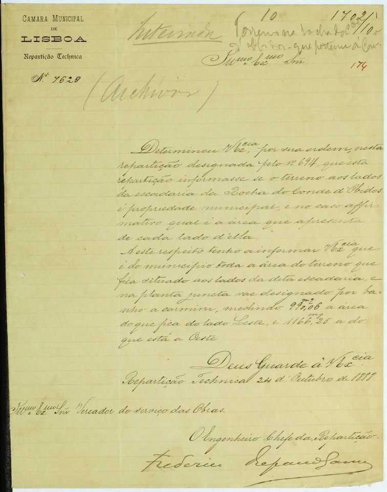 Ofício relativo aos terrenos municipais na Rocha 