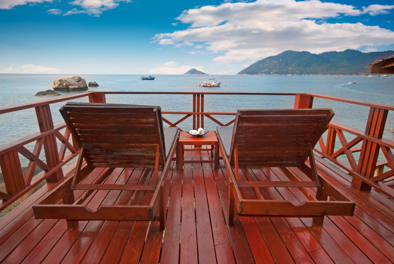 vista fabulosa para o mar em terraço marítimo