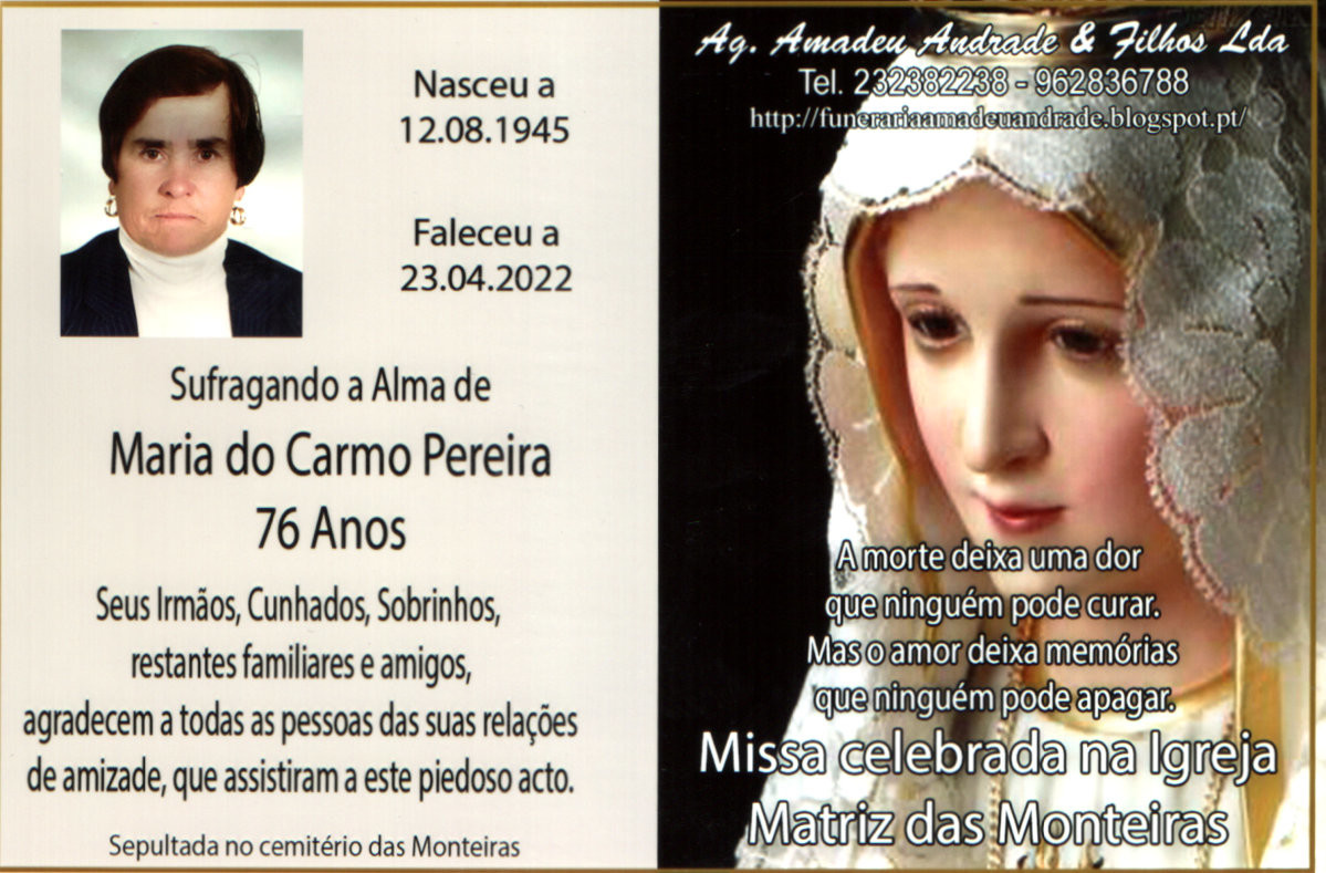 CARTÃO DE AGRADECIMENTO DA SENHORA MARIA DO CARMO