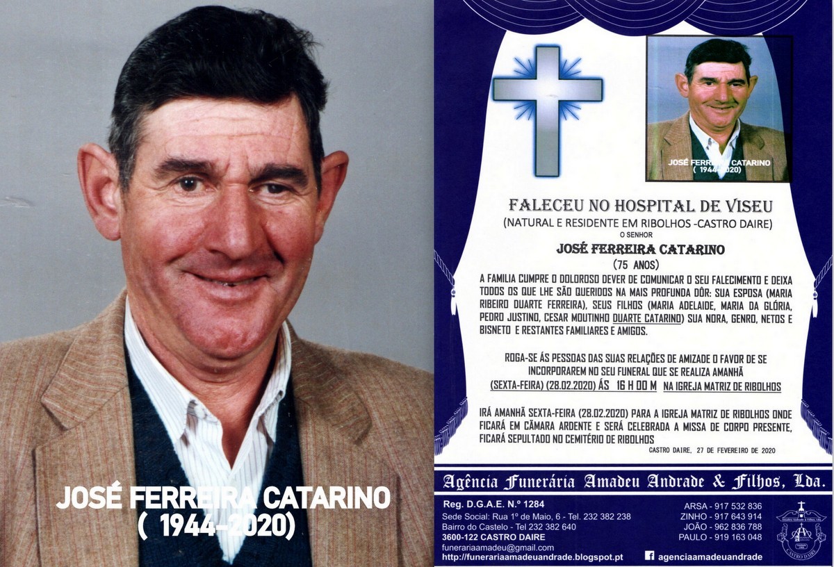 RIP -FOTO DE JOSÉ FERREIRA CATARINO-75 ANOS (RIBO