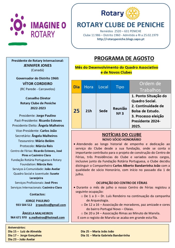 Programa de agosto do Rotary Clube de Peniche  - C