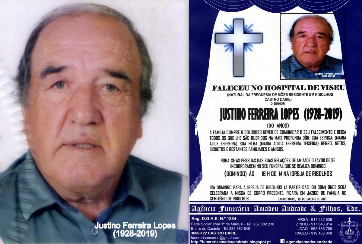 RIP FOTO DE JUSTINO FERREIRA LOPES -90 ANOS (RIBOL