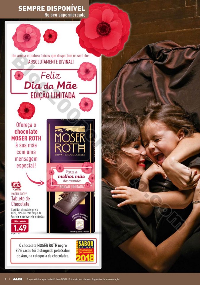 Antevisão Folheto ALDI Dia da mãe promoções a 