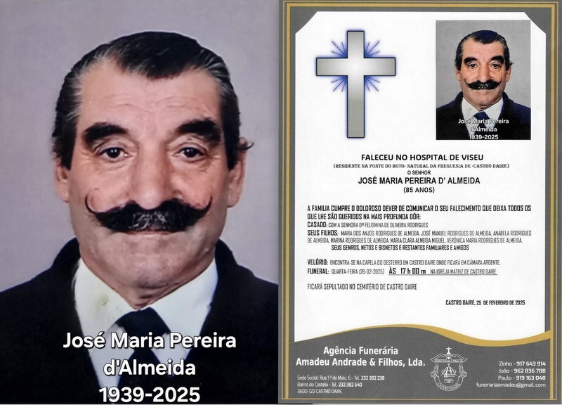 FOTO RIP DE JOSÉ MARIA PEREIRA D&#39; ALMEIDA-85 ANOS