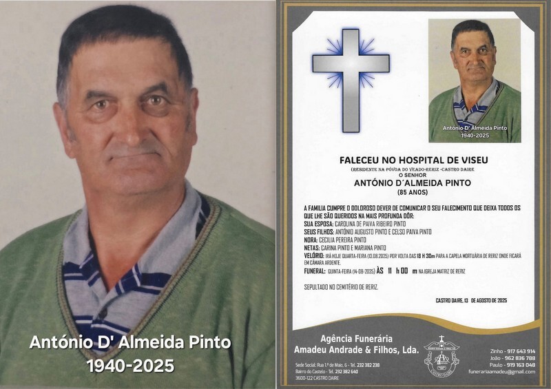 FOTO RIP DE ANTÓNIO D´ALMEIDA PINTO-85 ANOS (P1.