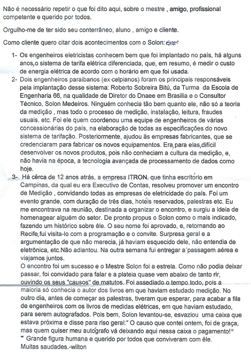 Palavras de Wilton Jansen no Velório do Prof. Sol