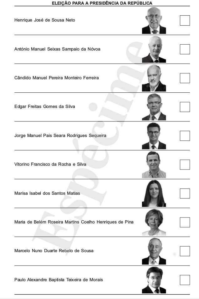 Boletim voto Presidenciais 2016