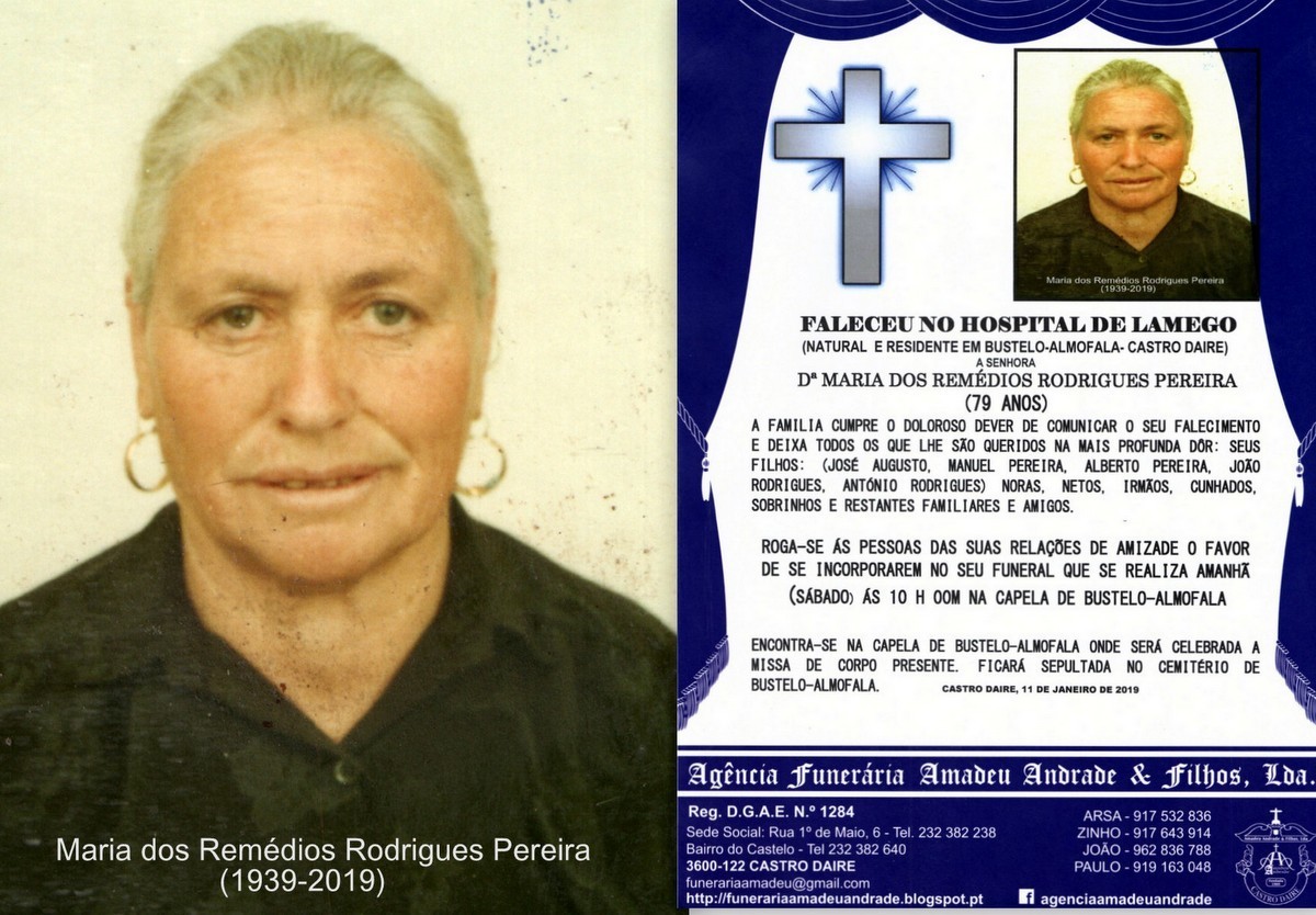 FOTO RIP DE MARIA DOS REMÉDIOS RODRIGUES PEREIRA 