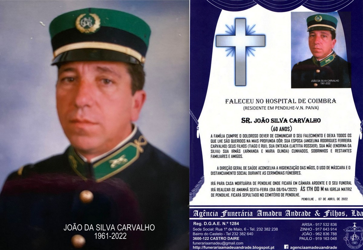 FOTO RIP DE JOÃO SILVA CARVALHO-60 ANOS (PENDILHE