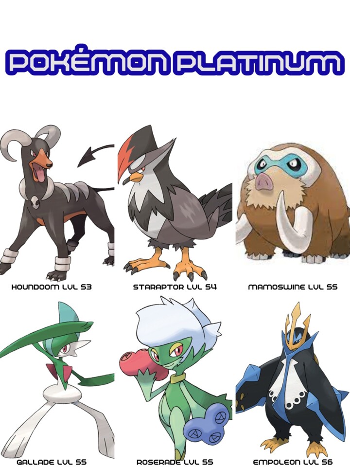Pokémon Platinum team - Houndoom, Staraptor, Mamoswine, Gallade, Roserade, Empoleon