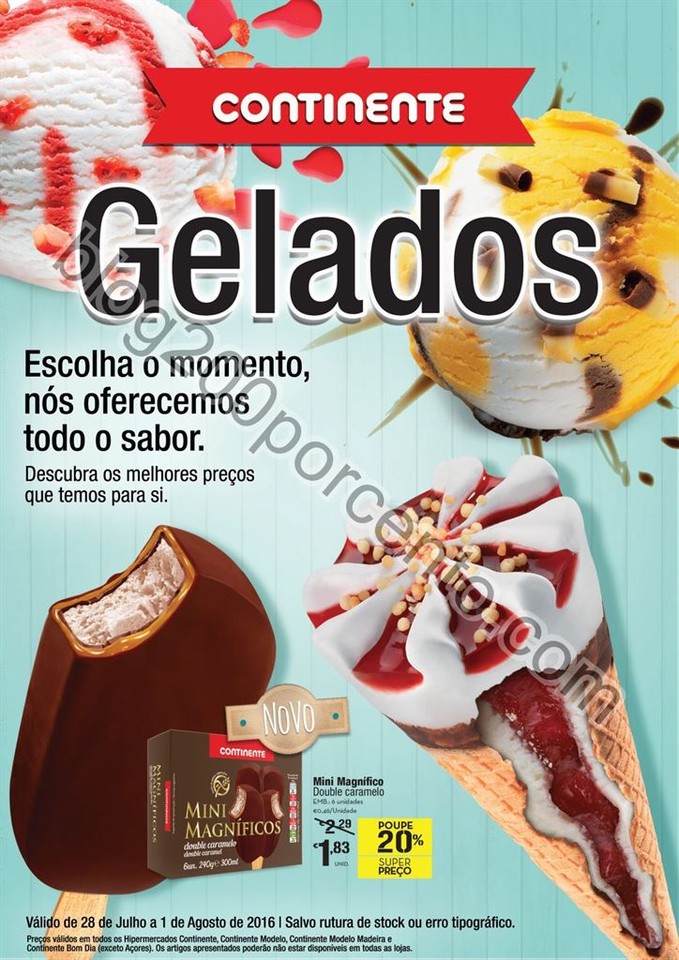 Novo Folheto CONTINENTE Gelados promoções até 1