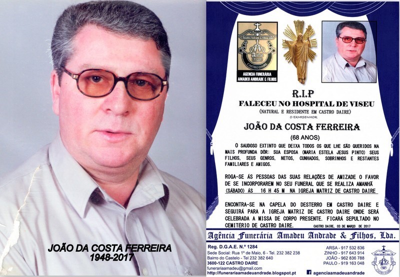 FOTO-RIP- DE JOÃO DA COSTA FERREIRA-68 ANOS (CAST