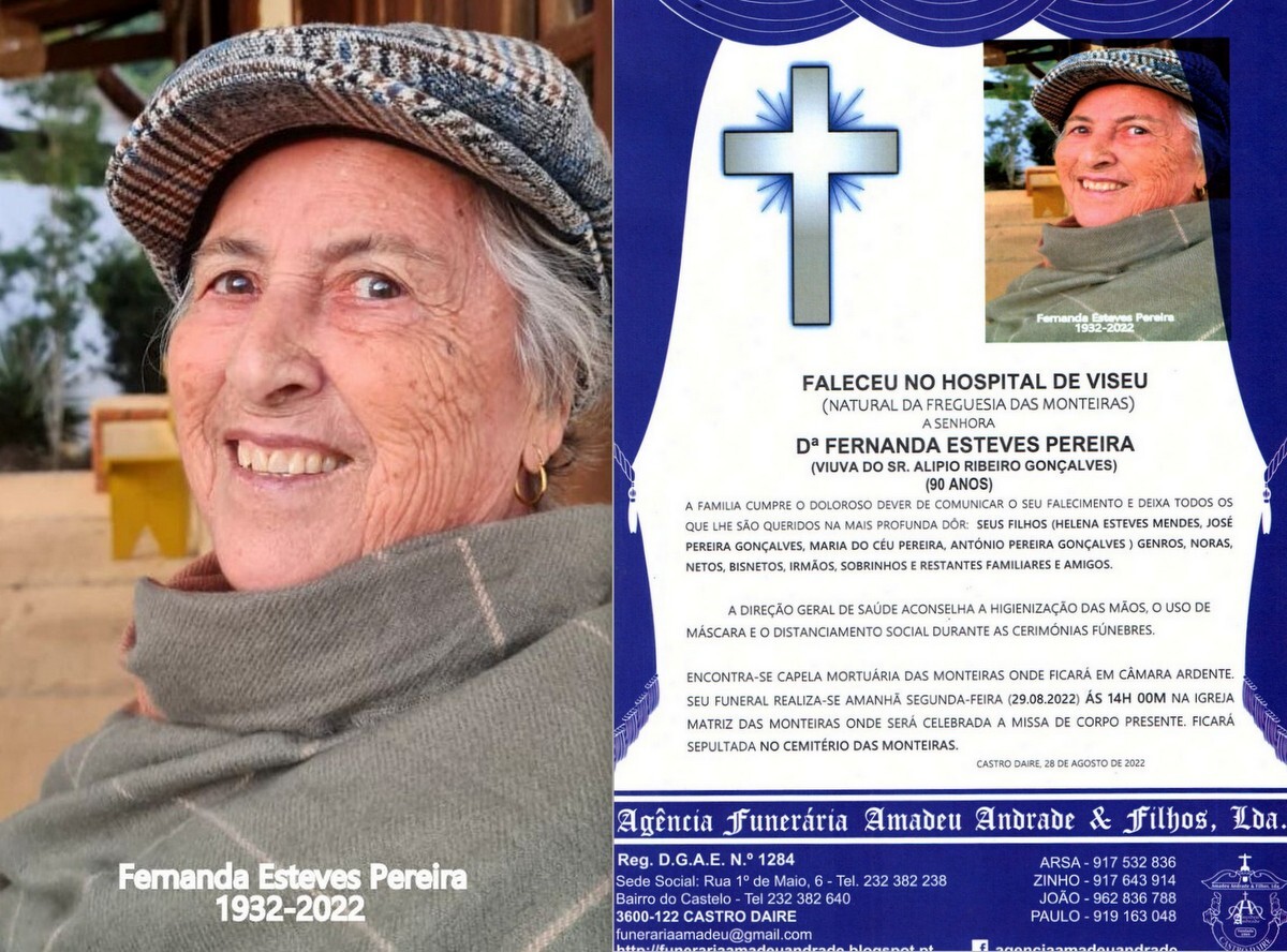 FOTO RIP  DE FERNANDA ESTEVES PEREIRA (1932-2022).
