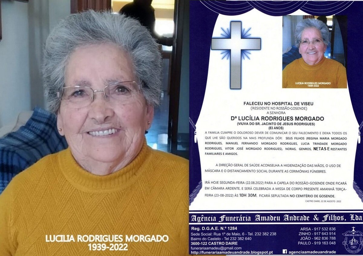 RIP FOTO -DE LUCILIA RODRIGUES MORGADO -83 ANOS (R