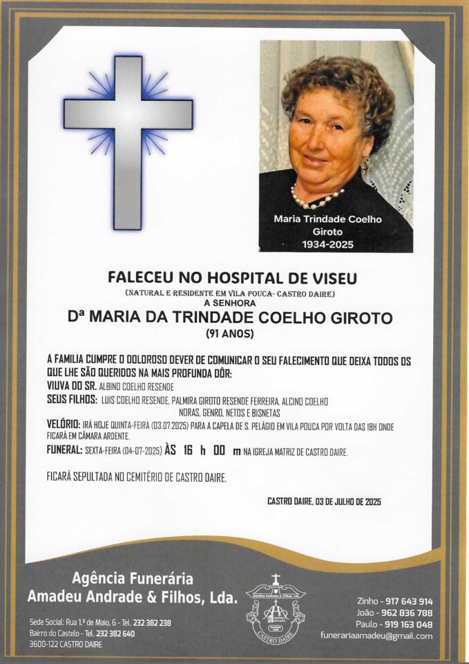 RIP-FUNERAL DE MARIA DA TRINDADE COELHO GIROTO -91