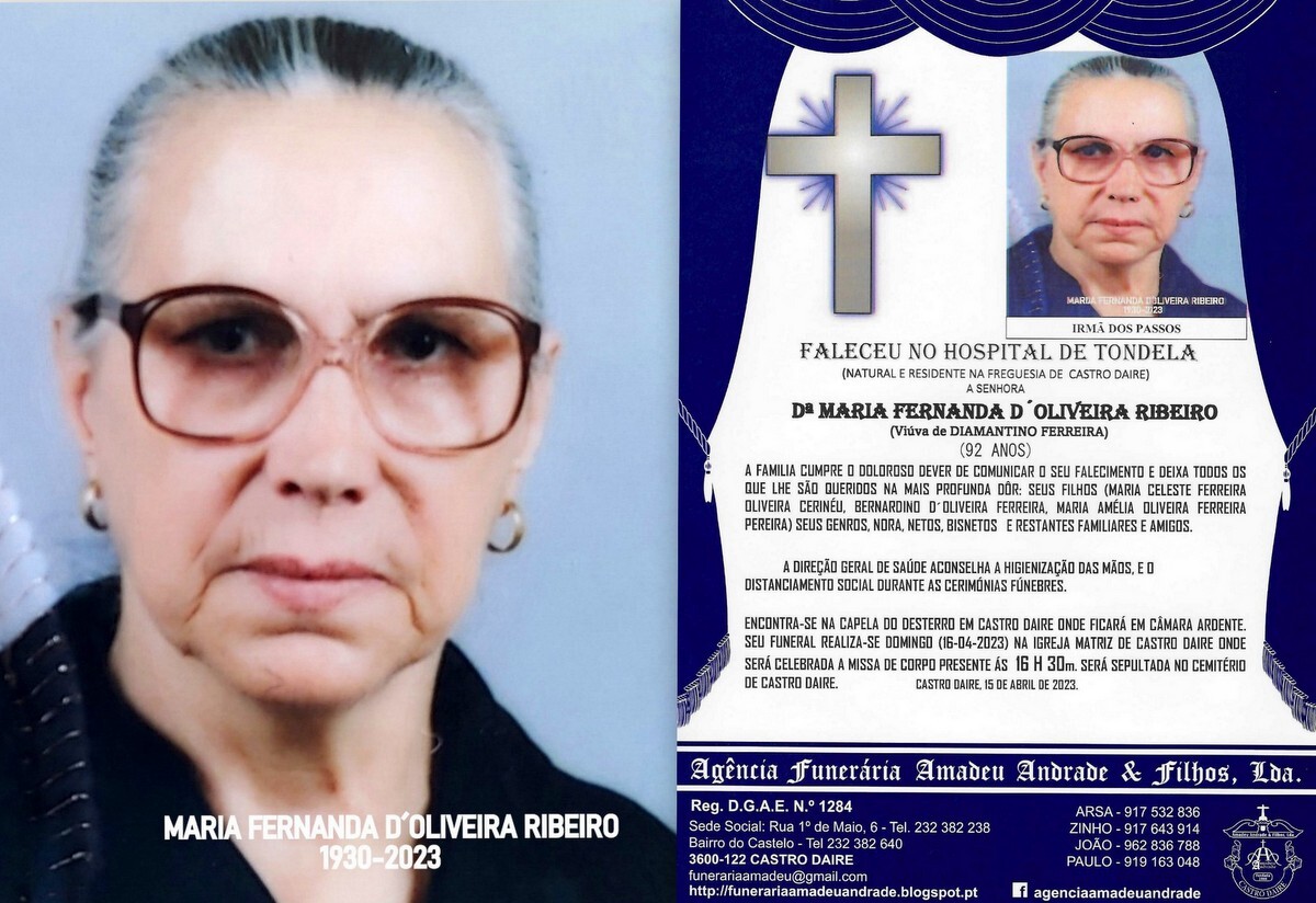 FOTO RIP  DE MARIA FERNANDA D´OLIVEIRA RIBEIRO-92