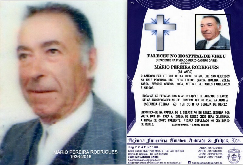 RIP-FOTO -MÁRIO PEREIRA RODRIGUES-81 ANOS (P.VEAD