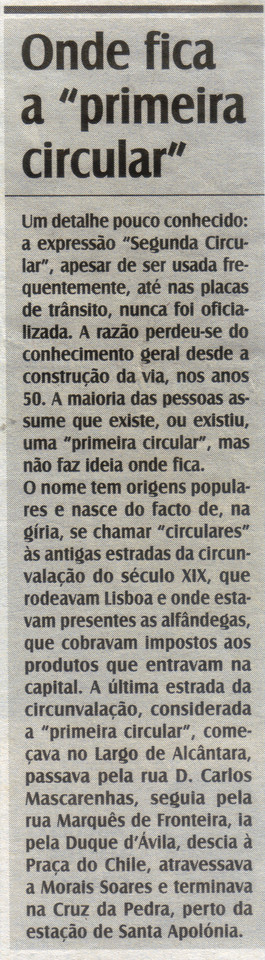 Pedro A. Santos, «Onde fica a 'primeira circular'», in O Diabo, 12/1/16
