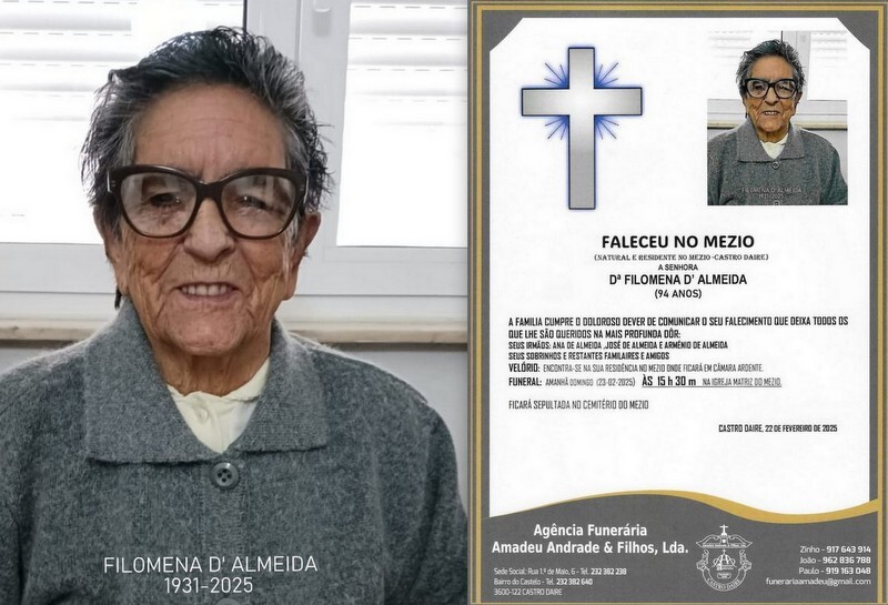 FOTO RIP  DE FILOMENA DE ALMEIDA -94 ANOS (MEZIO).