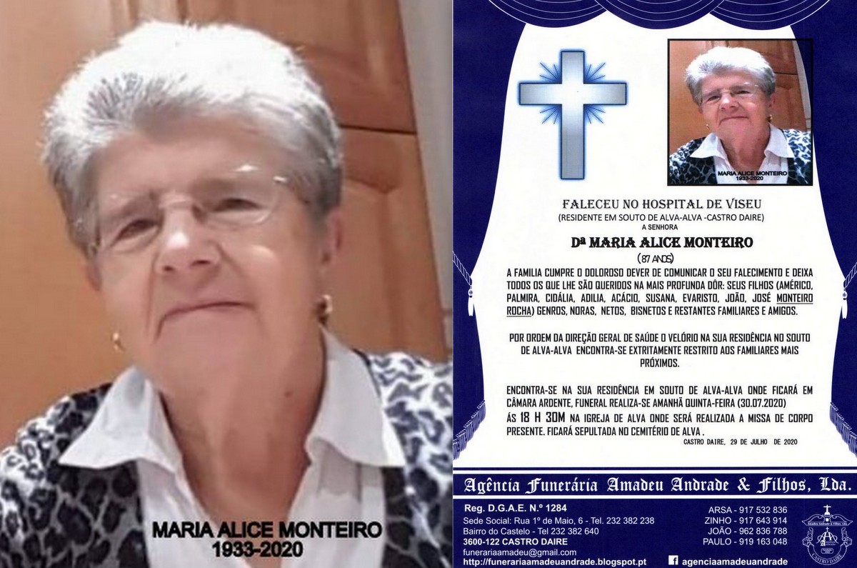 FOTO RIP DE MARIA ALICE MONTEIRO-87 ANOS (SOUTO DE