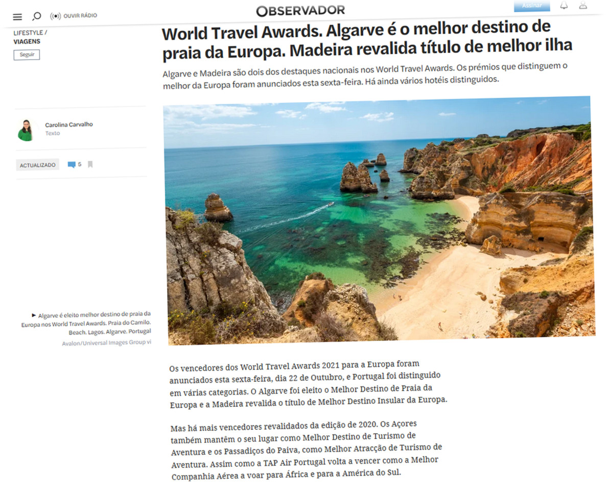 Carolina Carvalho, «World Travel Awards…», Observidor [isso mesmo], 22/X/21