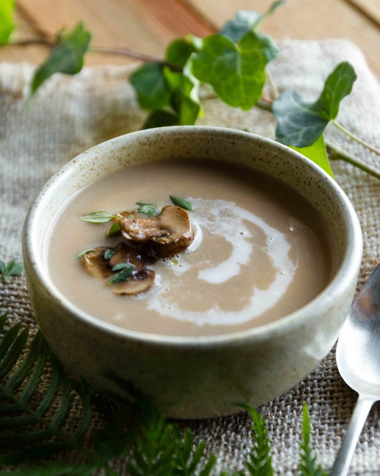 Creme de cogumelos e castanhas