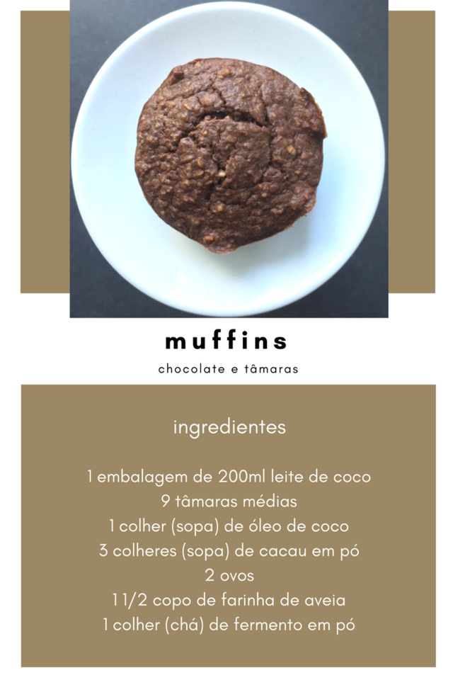 muffins de cacau e tâmaras