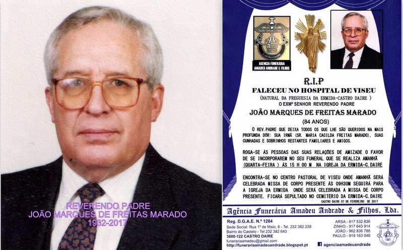 RIP E FOTO  PADRE JOÃO MARQUES DE FREITAS  MARADO